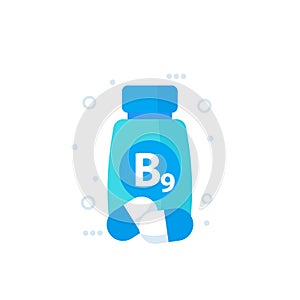 B9 vitamin, folate supplement icon