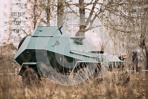 BA-64 Is A Small Lightly Armoured Soviet Scout Car Stands In Aut