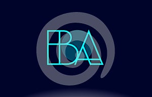 ba b a blue line circle alphabet letter logo icon template vector design