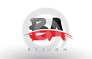 BA B A Brush Logo Letters with Red and Black Swoosh Brush Front