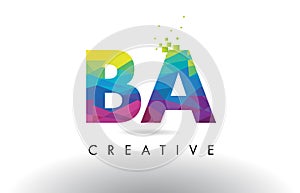 BA B A Colorful Letter Origami Triangles Design Vector.