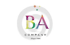 ba b a creative rainbow colors alphabet letter logo icon