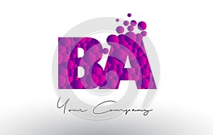 BA B A Dots Letter Logo with Purple Bubbles Texture.