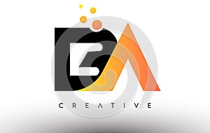 BA Black Orange Letter Logo Design. BA Icon with Dots and Bubbles Vector Logo