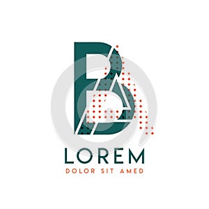 BA modern logo design with orange and green color that can be used for creative business and advertising. AB logo is filled with b