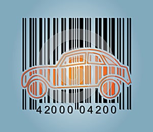 Ba-rcode and abstract car icon