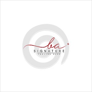 BA Signature Logo - Handwritten Vector Template for Initial Letters