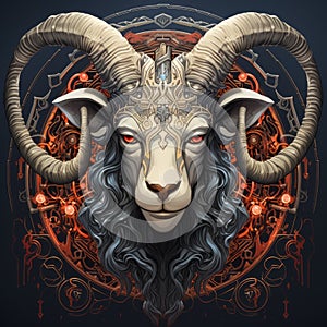 Baal: A Richly Detailed Art Nouveau Goat Head