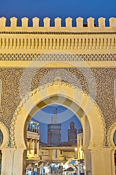 Bab Bou Jeloud gate at Fez, Morocco photo