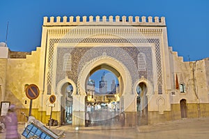 Bab Bou Jeloud gate at Fez, Morocco photo