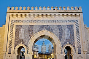 Bab Bou Jeloud gate at Fez, Morocco photo