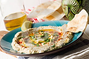 Baba ganoush typical arabian food from baked eggplant