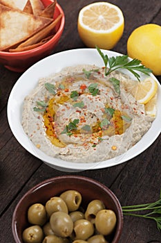 Baba ghanoush, levantine eggplant dish photo