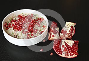 Babaganush with pomegranate seeds
