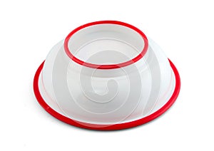 Babby bowl upside down with silicone circle on white in