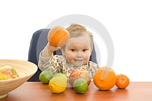 Babby and fruits