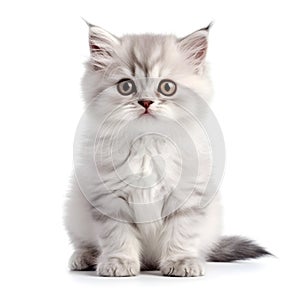 Babe cat on white background. AI generated