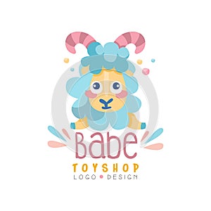 Babe toyship logo design, cute badge can be used for baby store, kids market vector Illustration on a white background