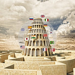 Babel tower concept photo