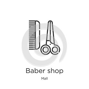 baber shop icon vector from mall collection. Thin line baber shop outline icon vector illustration. Outline, thin line baber shop