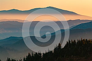 Babia hora mountain during sunrise