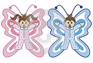 Babies in butterfly costumes cartoon