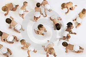 Babies Crawling On White Background