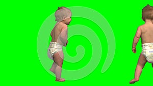 Babies crossing. Green background.