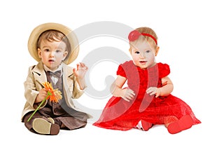 Babies Kids Well Dressed, Boy Suit Hat Girl Dress, Children