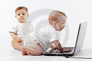 Babies with laptop