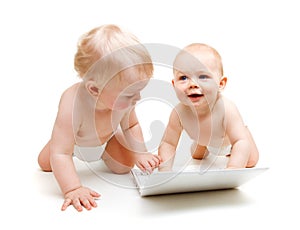 Babies with laptop