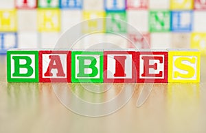 Babies Spelled Out in Alphabet Building Blocks