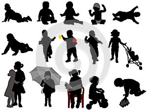 Babies and toddlers silhouettes collection photo