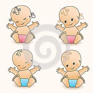 Babies. Vector illustration.