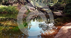 Babinda; Boulders or Devil`s Pool with water reflections