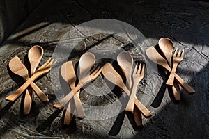 Baboo wooden utensils, practical and natural for lunch