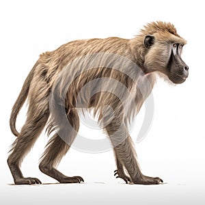 Baboon African Safari Animal on White Background