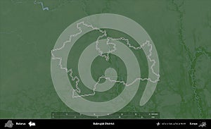 Babrujsk District outlined, Belarus. Physical