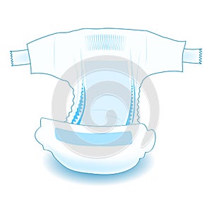 Baby absorbent diaper. Realistic vector illustration