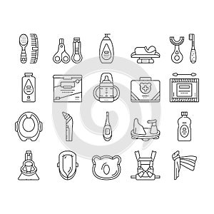 Baby Accessories And Equipment Icons Set Vector .