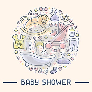 Baby accessories icons set