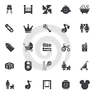 Baby accessories vector icons set