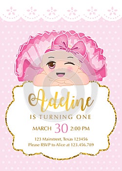 First birthday invitation for girl