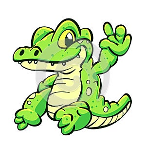 Baby alligator cartoon hello