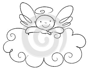 Baby angel leans on a cloud