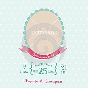 Baby Arrival Card - with place for your text and photo - in vec