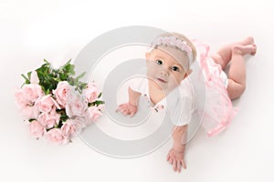 Baby ballerina with pink roses