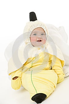 Baby in banana costume