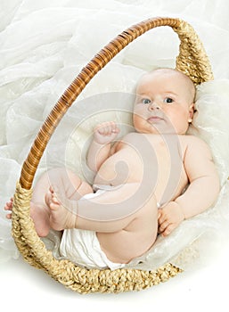 The baby in basket