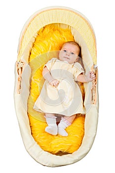 Baby in bassinet, top view